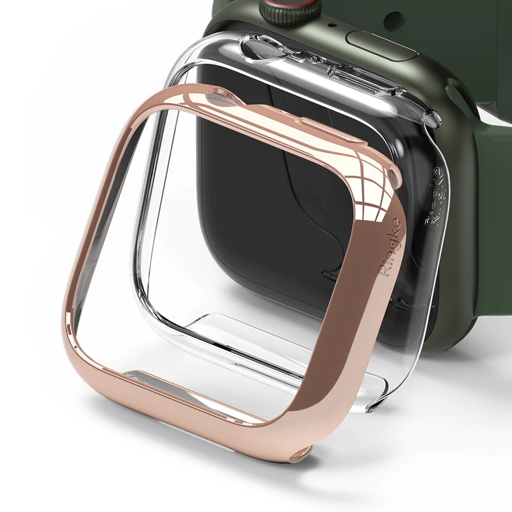 เคส Ringke รุ่น Slim - Apple Watch Series 7/8/9 (41mm) - สี Clear + Chrome Rose Gold (แพ็ค 2 ชิ้น)