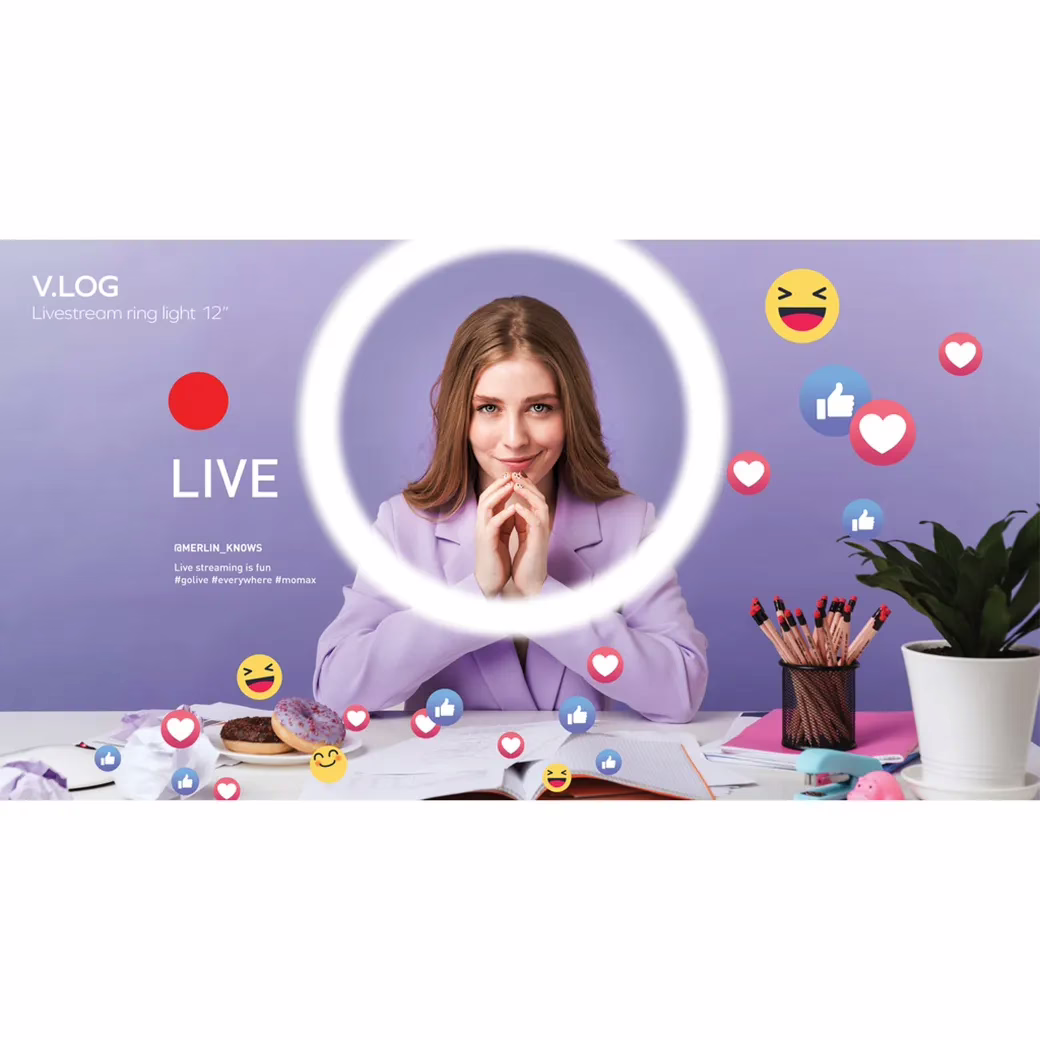 ไฟวงแหวนไลฟ์สตรีม Momax รุ่น V.LOG Livestream ขนาด 12 นิ้ว