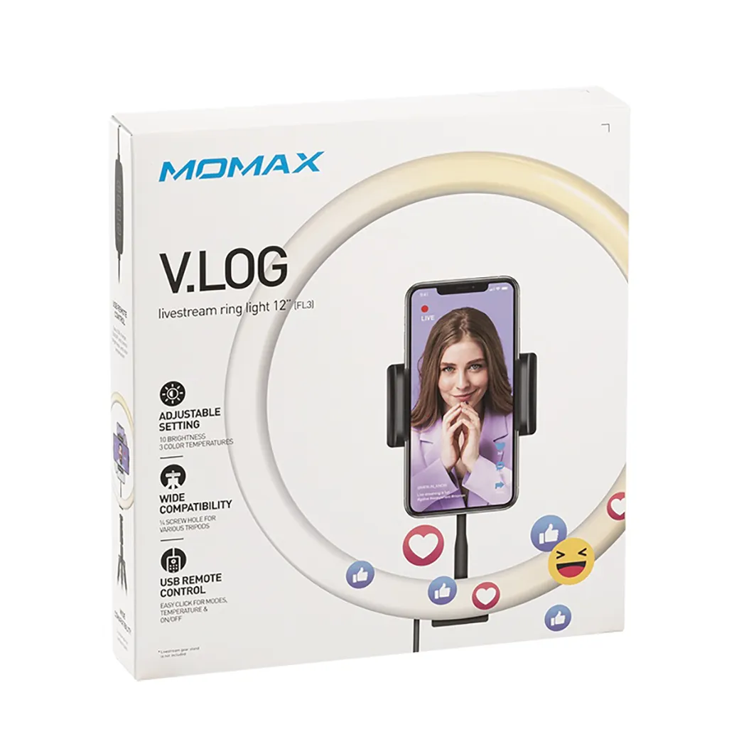 ไฟวงแหวนไลฟ์สตรีม Momax รุ่น V.LOG Livestream ขนาด 12 นิ้ว
