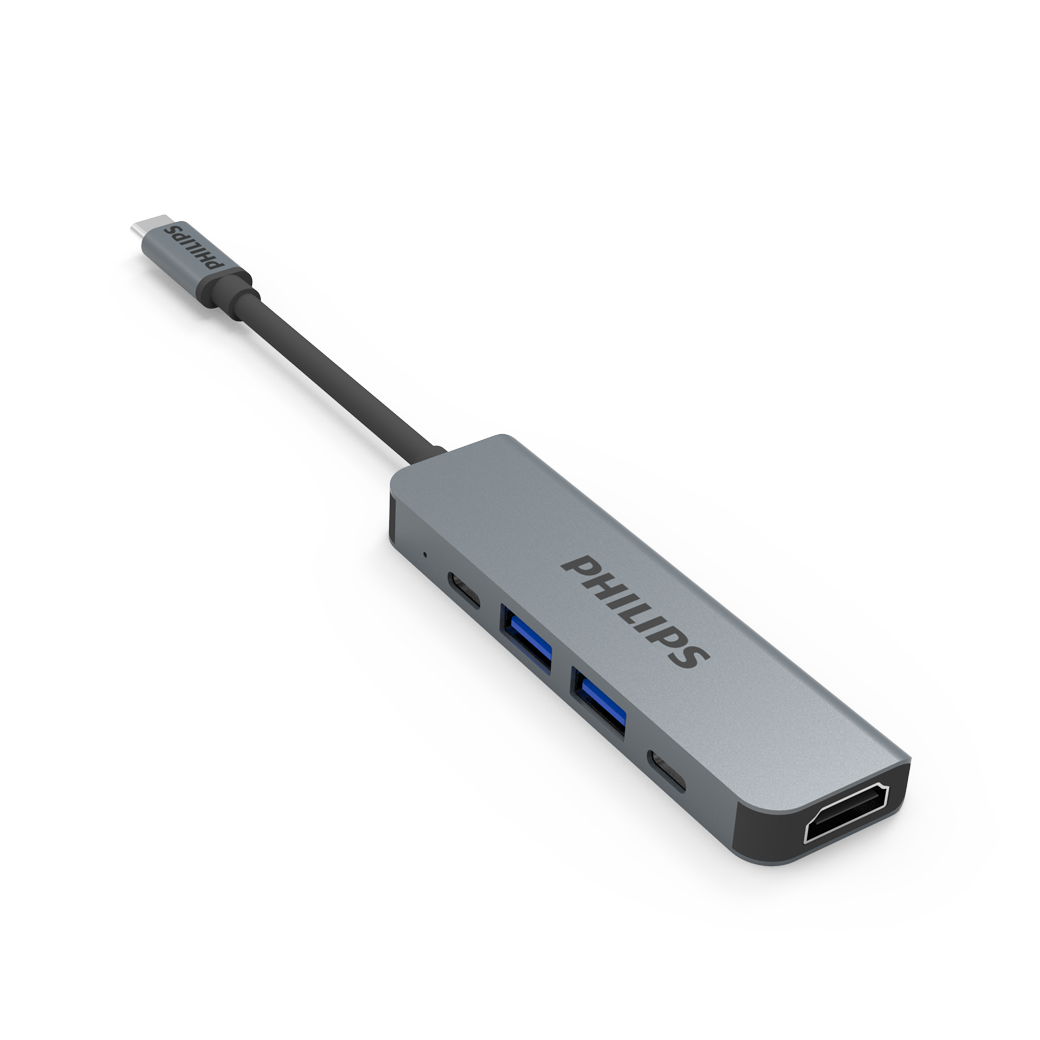 อุปกรณ์เชื่อมต่อ Philips รุ่น 5 in1 Hub C to HDMI - สี Silver