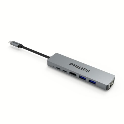 อุปกรณ์เชื่อมต่อ Philips รุ่น 6 in 1 Hub C to HDMI and RJ45 - สี Silver - Image 2