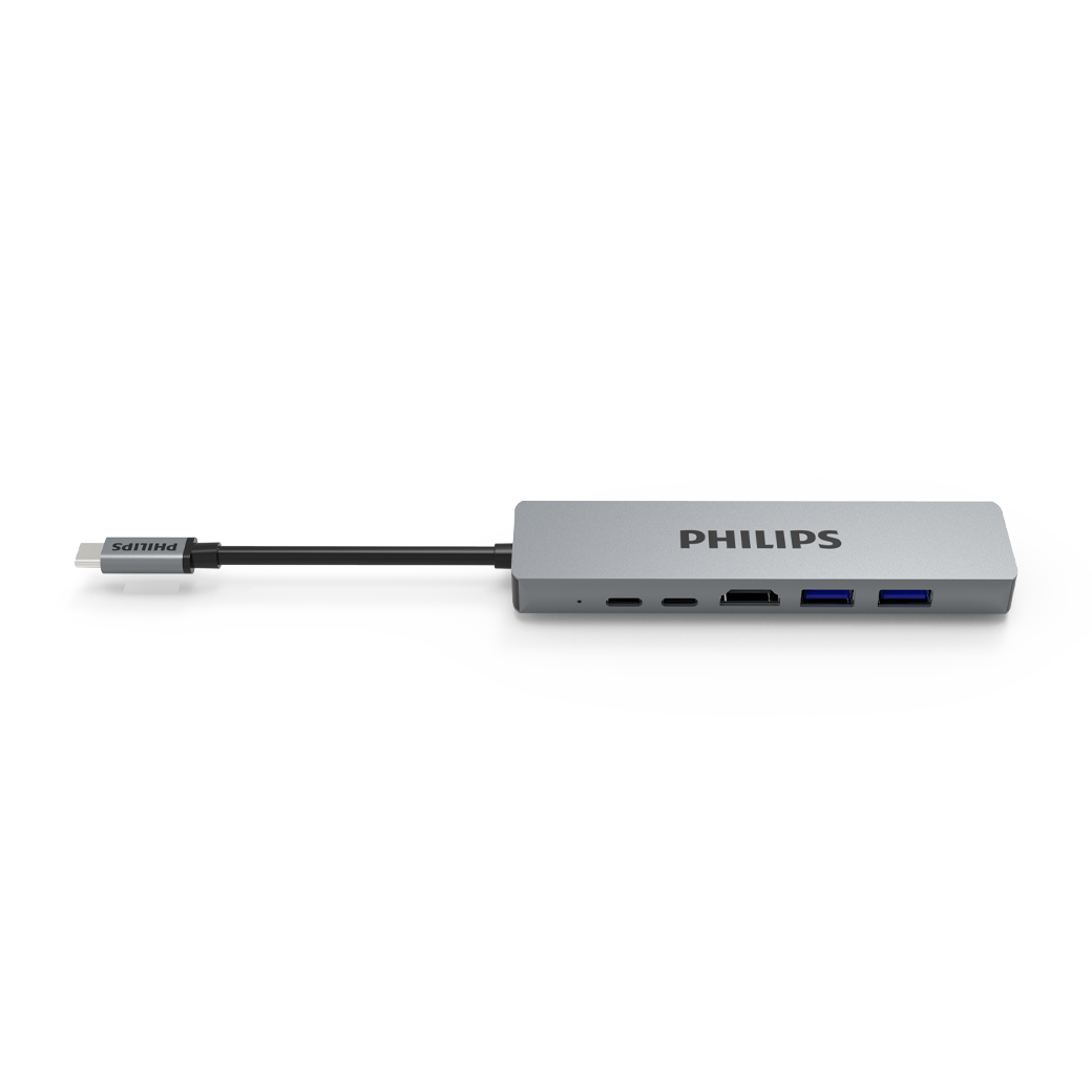 อุปกรณ์เชื่อมต่อ Philips รุ่น 6 in 1 Hub C to HDMI and RJ45 - สี Silver