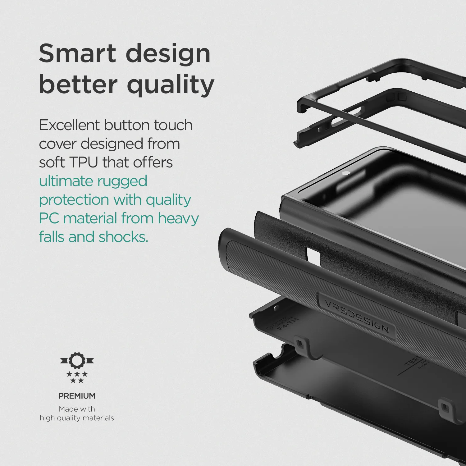 เคส VRS รุ่น Terra Guard Modern - Galaxy Z Fold 4 - สี Matte Black