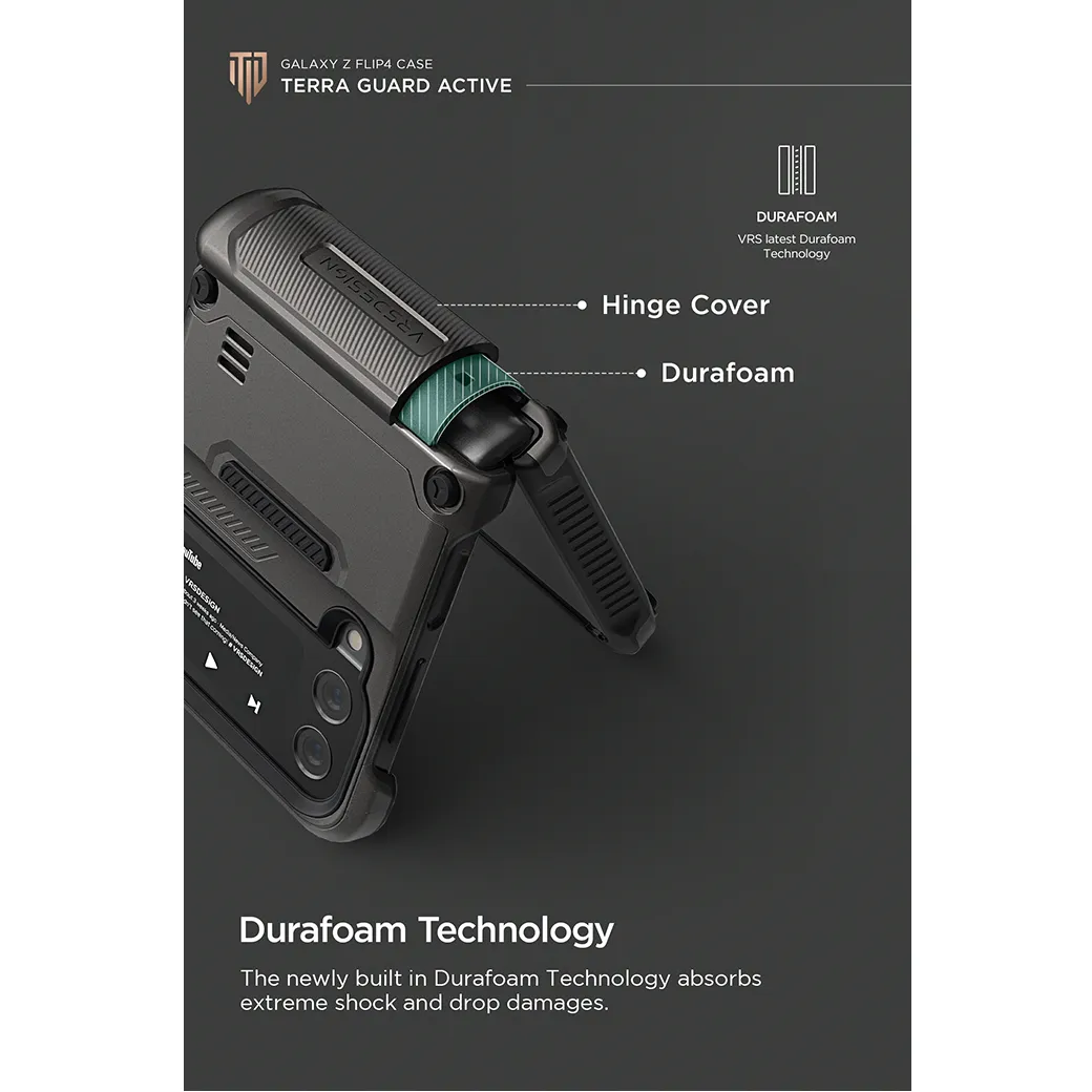 เคส VRS รุ่น Terra Guard Active+ Multiclip - Galaxy Z Flip 4 - สี Metal Black
