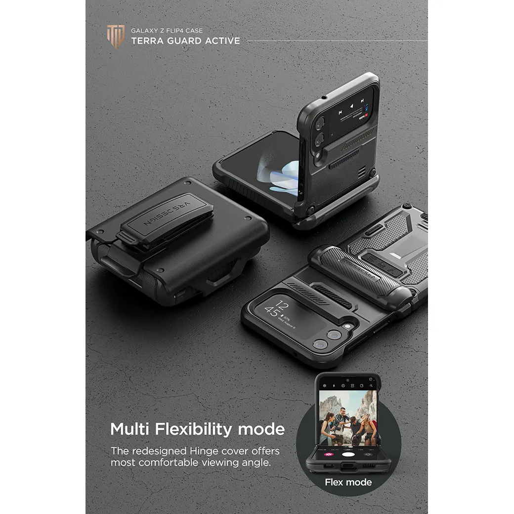 เคส VRS รุ่น Terra Guard Active+ Multiclip - Galaxy Z Flip 4 - สี Metal Black