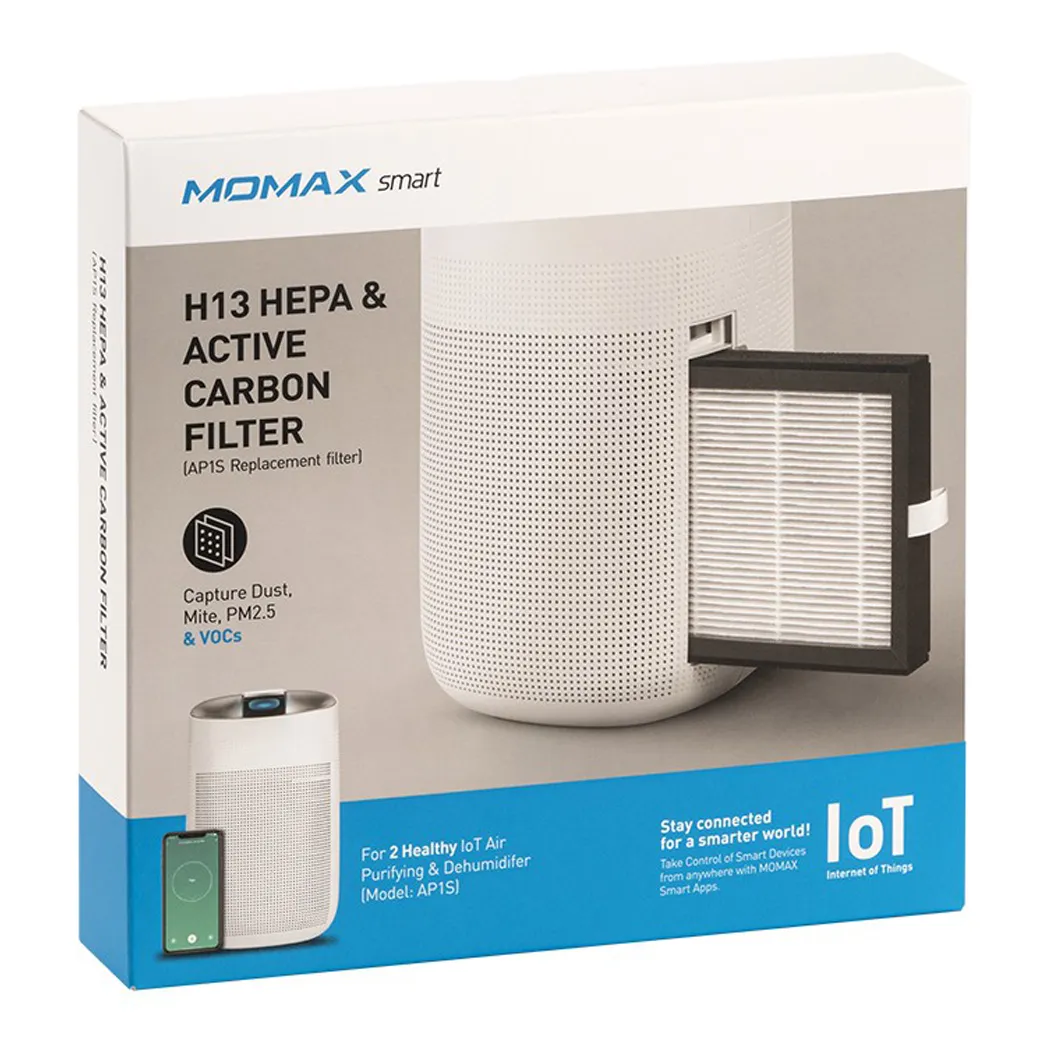 แผ่นกรอง Momax สำหรับเครื่องฟอกอากาศและลดความชื้น รุ่น IoT 2Healthy (HEPA13 Filter)