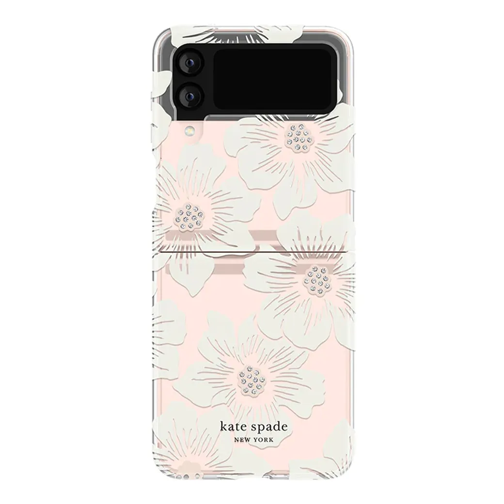 Kate Spade New York รุ่น Protective Hardshell Case - เคส Galaxy Z Flip 4 - ลาย Hollyhock Floral Clear