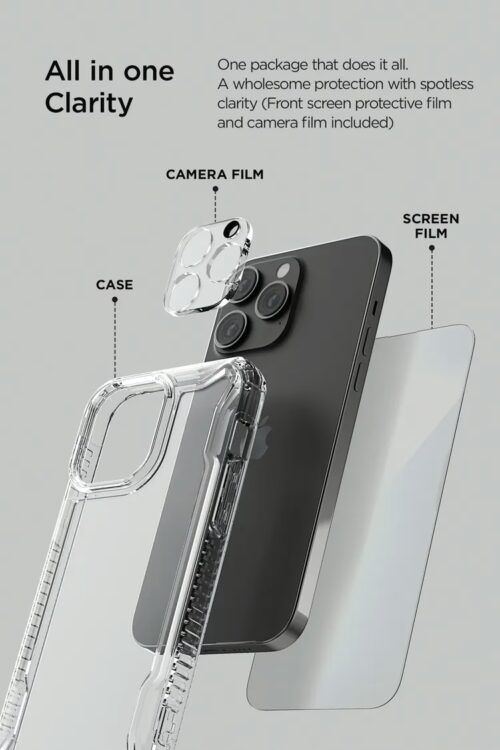 VRS รุ่น Terra Guard Crystal - เซ็ตเคส+ฟิล์มกระจก iPhone 14 Pro Max - สี Clear - Image 10