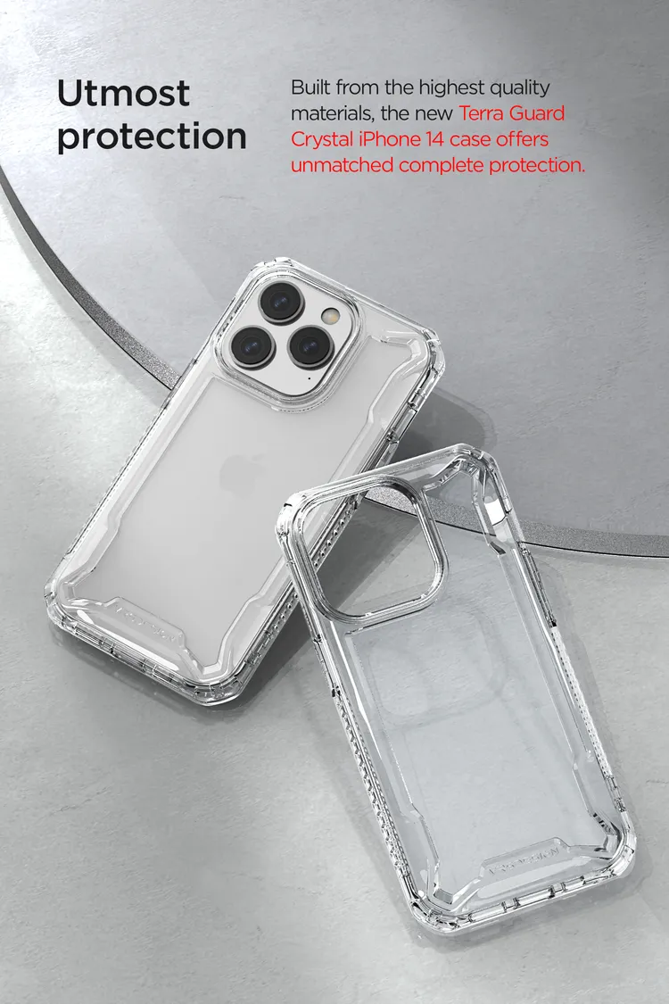 VRS รุ่น Terra Guard Crystal - เซ็ตเคส+ฟิล์มกระจก iPhone 14 Pro - สี Clear