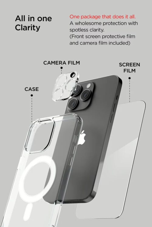 VRS รุ่น MagSafe Clear Case - เซ็ตเคส+ฟิล์มกระจก iPhone 14 Pro Max - สี Clear - Image 3
