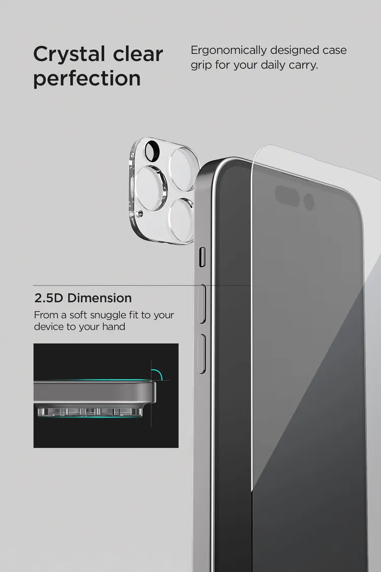 VRS รุ่น Terra Guard Crystal - เซ็ตเคส+ฟิล์มกระจก iPhone 14 Pro Max - สี Clear