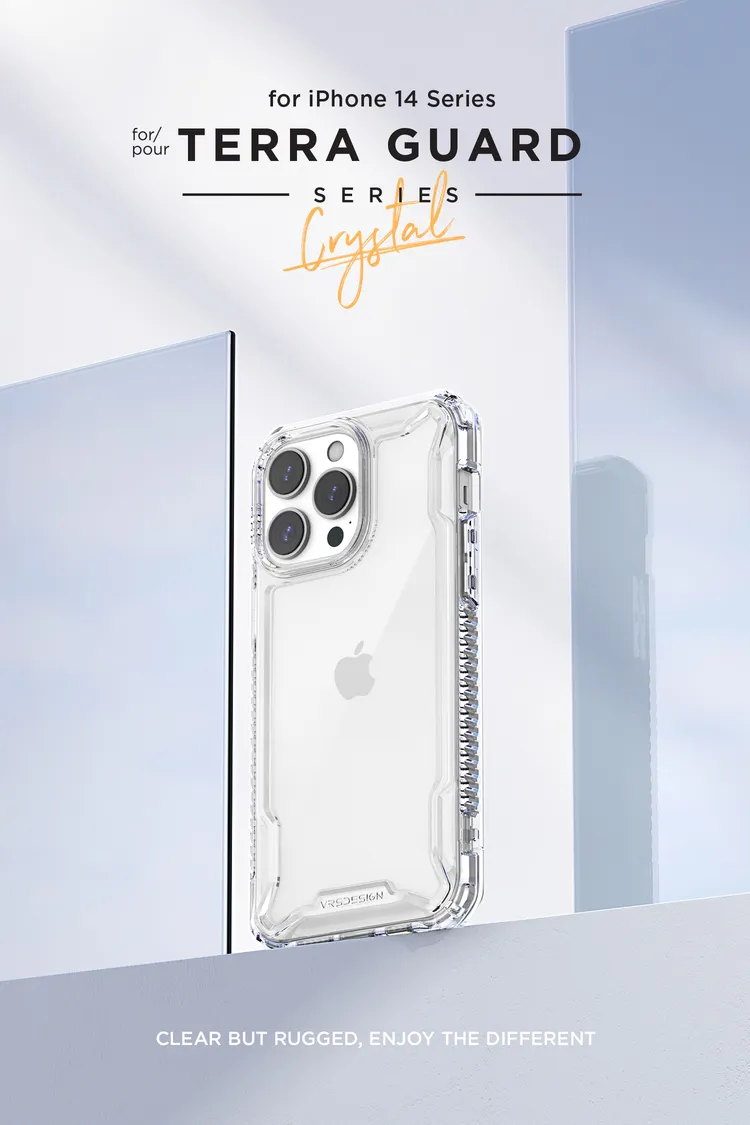 VRS รุ่น Terra Guard Crystal - เซ็ตเคส+ฟิล์มกระจก iPhone 14 Pro Max - สี Clear