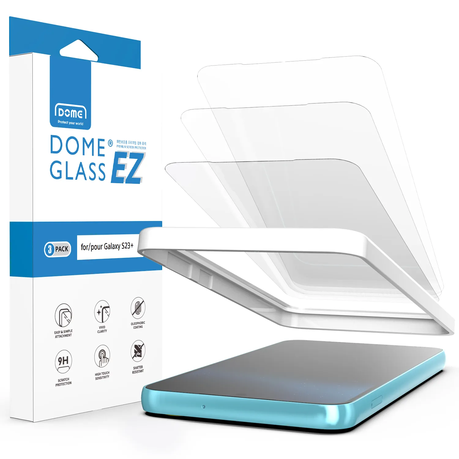 Whitestone EZ Glass - ฟิล์มกระจก Galaxy S23 Plus (ชุดฟิล์มหน้าจอ 3 เซต)