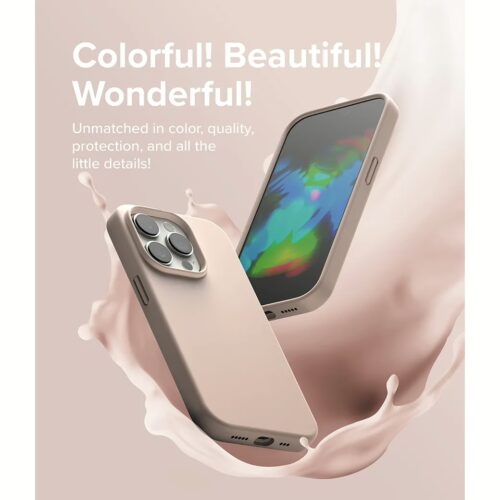 Ringke รุ่น Silicone - เคส iPhone 14 Pro - สี Pink Sand - Image 4