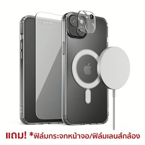 VRS รุ่น MagSafe Clear Case - เซ็ตเคส+ฟิล์มกระจก iPhone 14 Plus - สี Clear