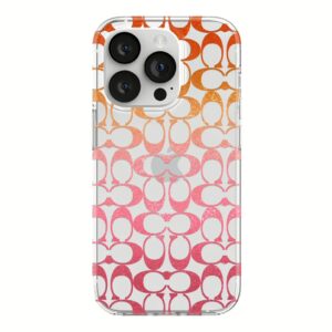 Coach รุ่น Protective Case - เคส iPhone 14 Pro - ลาย Signature C Pink Ombre Glitter