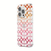 Coach รุ่น Protective Case - เคส iPhone 14 Pro - ลาย Signature C Pink Ombre Glitter