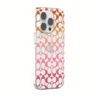 Coach รุ่น Protective Case - เคส iPhone 14 Pro - ลาย Signature C Pink Ombre Glitter