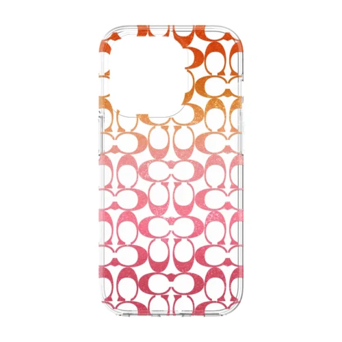 Coach รุ่น Protective Case - เคส iPhone 14 Pro - ลาย Signature C Pink Ombre Glitter