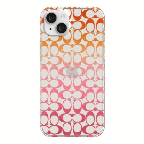 Coach รุ่น Protective Case - เคส iPhone 14 Plus - ลาย Signature C Pink Ombre Glitter