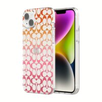 Coach รุ่น Protective Case - เคส iPhone 14 Plus - ลาย Signature C Pink Ombre Glitter