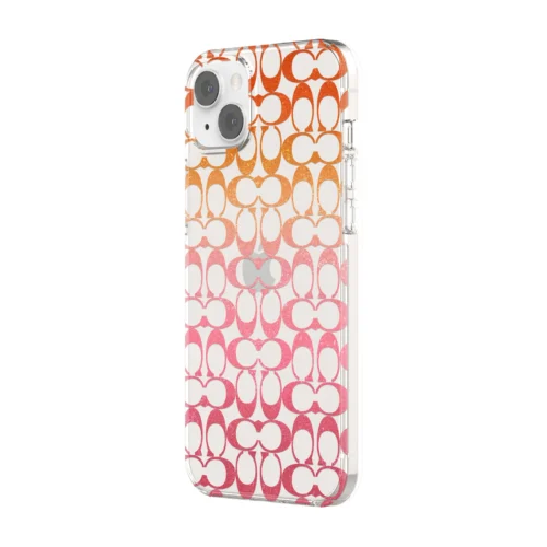 Coach รุ่น Protective Case - เคส iPhone 14 Plus - ลาย Signature C Pink Ombre Glitter