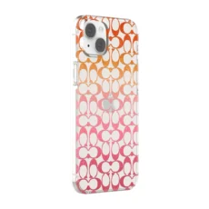 Coach รุ่น Protective Case - เคส iPhone 14 Plus - ลาย Signature C Pink Ombre Glitter