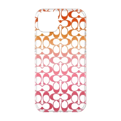 Coach รุ่น Protective Case - เคส iPhone 14 Plus - ลาย Signature C Pink Ombre Glitter