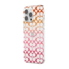 Coach รุ่น Protective Case - เคส iPhone 14 Pro Max - ลาย Signature C Pink Ombre Glitter