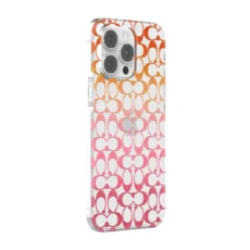 Coach รุ่น Protective Case - เคส iPhone 14 Pro Max - ลาย Signature C Pink Ombre Glitter