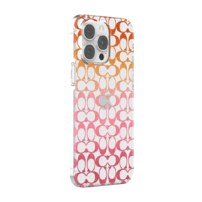 Coach รุ่น Protective Case - เคส iPhone 14 Pro Max - ลาย Signature C Pink Ombre Glitter
