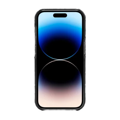 Coach รุ่น Leather Slim Wrap Case - เคส iPhone 14 Pro - ลาย Black Emboss Signature C Pebbled Leather
