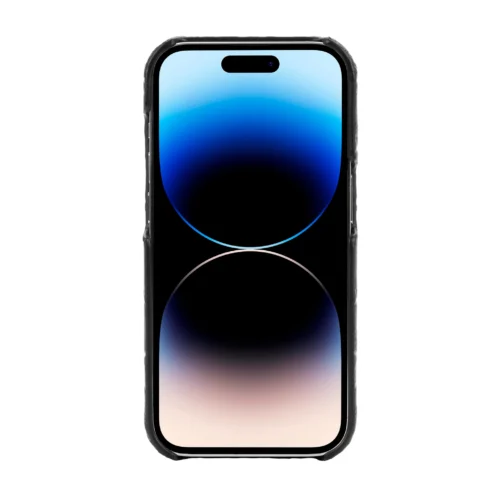 Coach รุ่น Leather Slim Wrap Case - เคส iPhone 14 Pro - ลาย Black Emboss Signature C Pebbled Leather