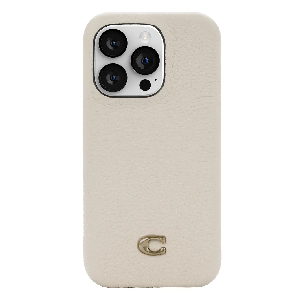 Coach รุ่น Leather Slim Wrap Case - เคส iPhone 14 Pro - ลาย Ivory C Plaque