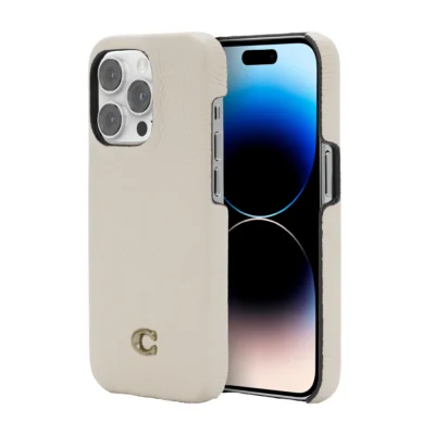 Coach รุ่น Leather Slim Wrap Case - เคส iPhone 14 Pro - ลาย Ivory C Plaque