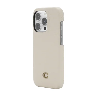 Coach รุ่น Leather Slim Wrap Case - เคส iPhone 14 Pro - ลาย Ivory C Plaque