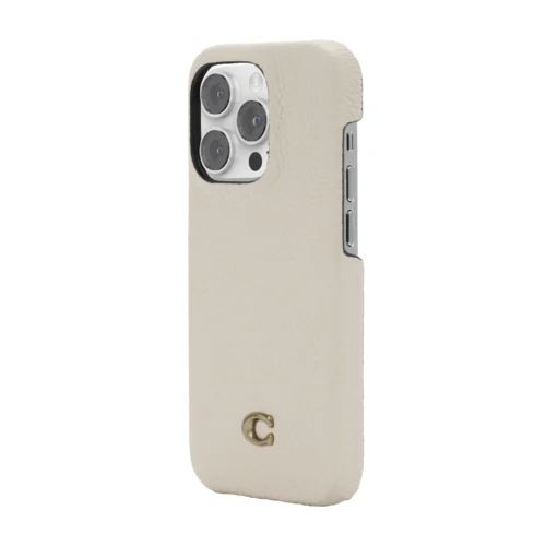 Coach รุ่น Leather Slim Wrap Case - เคส iPhone 14 Pro - ลาย Ivory C Plaque