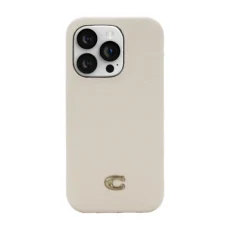 Coach รุ่น Leather Slim Wrap Case - เคส iPhone 14 Pro - ลาย Ivory C Plaque