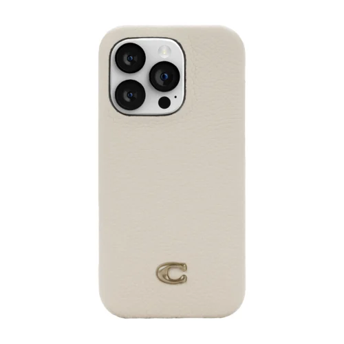 Coach รุ่น Leather Slim Wrap Case - เคส iPhone 14 Pro - ลาย Ivory C Plaque