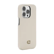 Coach รุ่น Leather Slim Wrap Case - เคส iPhone 14 Pro - ลาย Ivory C Plaque