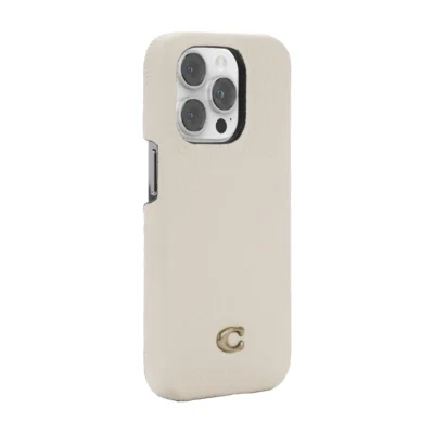 Coach รุ่น Leather Slim Wrap Case - เคส iPhone 14 Pro - ลาย Ivory C Plaque