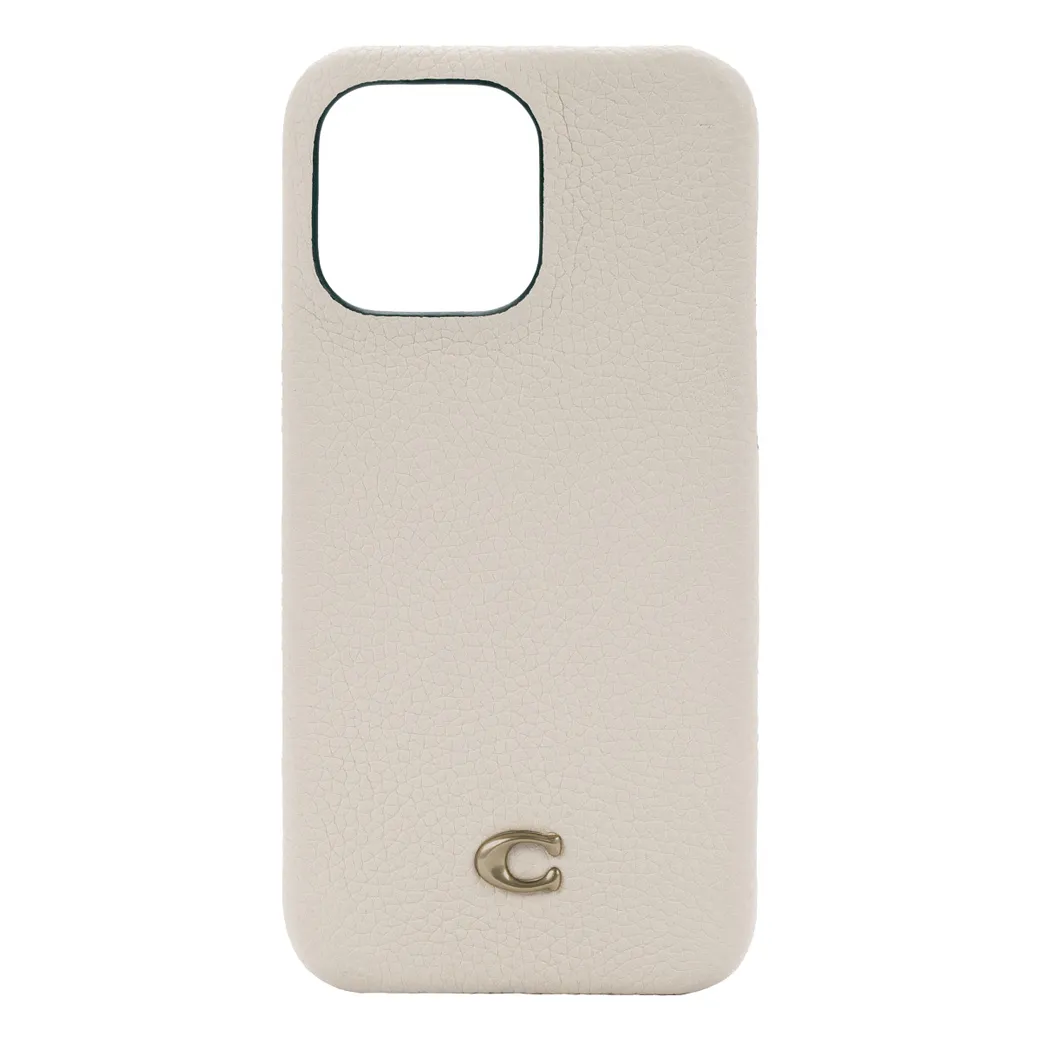 เคส Coach รุ่น Leather Slim Wrap Case - iPhone 14 Pro Max - ลาย Ivory C Plaque
