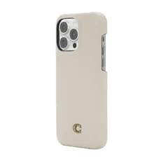 Coach รุ่น Leather Slim Wrap Case - เคส iPhone 14 Pro Max - ลาย Ivory C Plaque