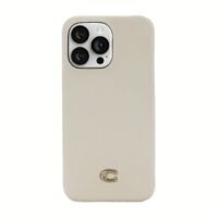 Coach รุ่น Leather Slim Wrap Case - เคส iPhone 14 Pro Max - ลาย Ivory C Plaque