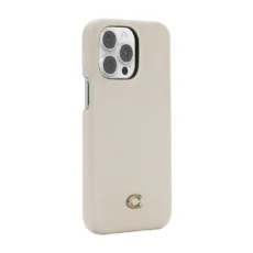Coach รุ่น Leather Slim Wrap Case - เคส iPhone 14 Pro Max - ลาย Ivory C Plaque