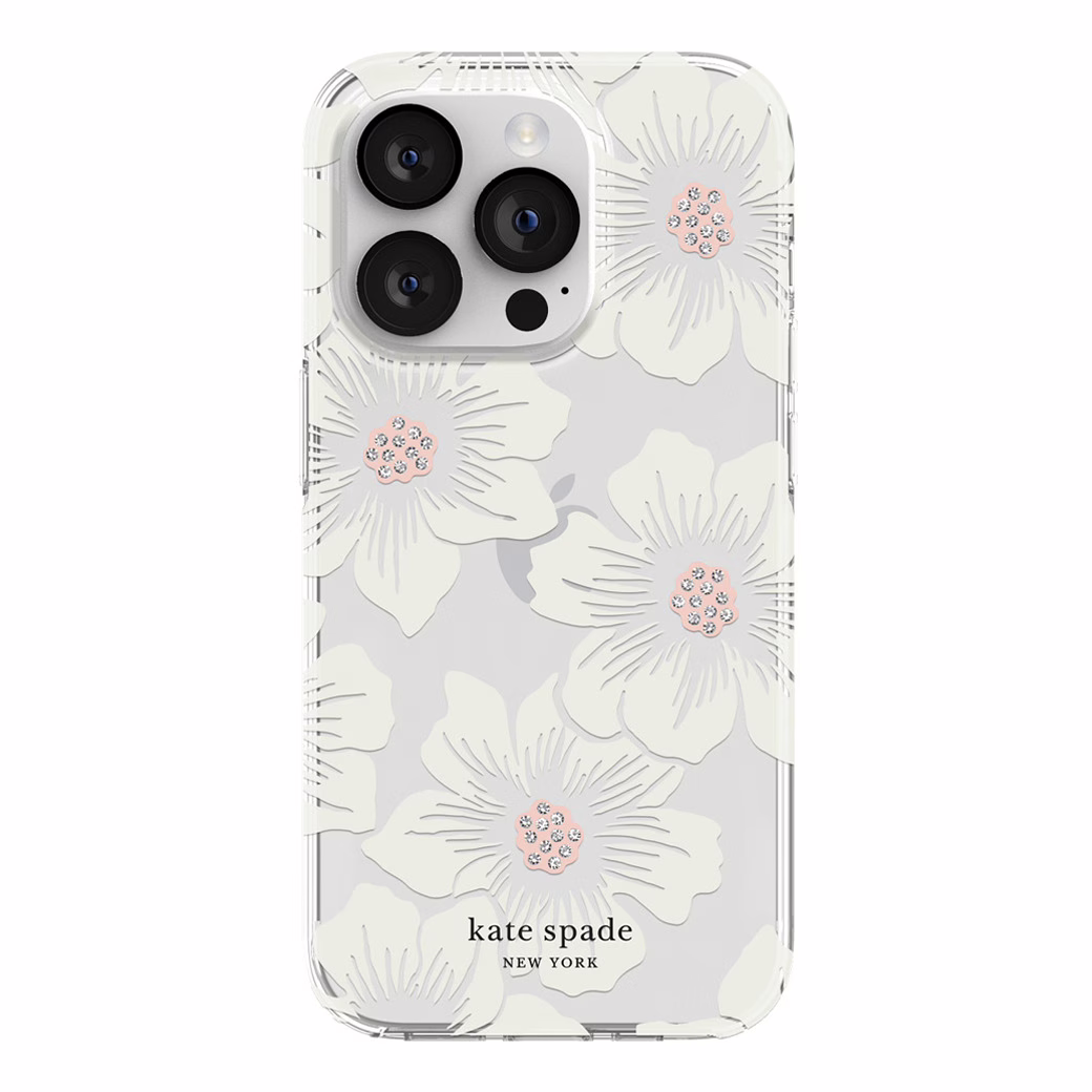 Kate Spade New York รุ่น Protective Hardshell Case - เคส iPhone 14 Pro - ลาย Hollyhock Floral Clear