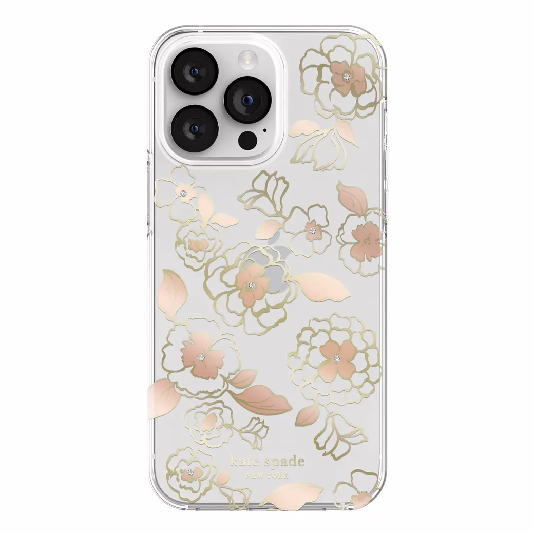 Kate Spade New York รุ่น Protective Hardshell Case - เคส iPhone 14 Pro Max - ลาย Gold Floral