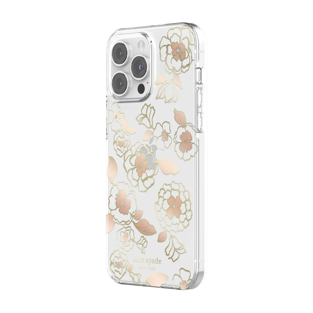 Kate Spade New York รุ่น Protective Hardshell Case - เคส iPhone 14 Pro Max - ลาย Gold Floral