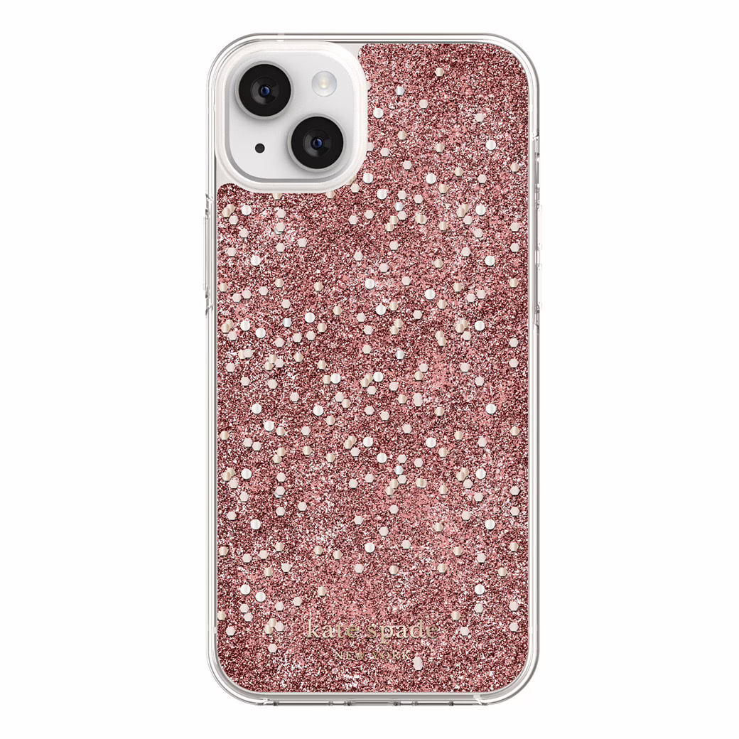 Kate Spade New York รุ่น Chunky Glitter Protective - เคส iPhone 14 Plus - สี Chunky Glitter Rose Gold
