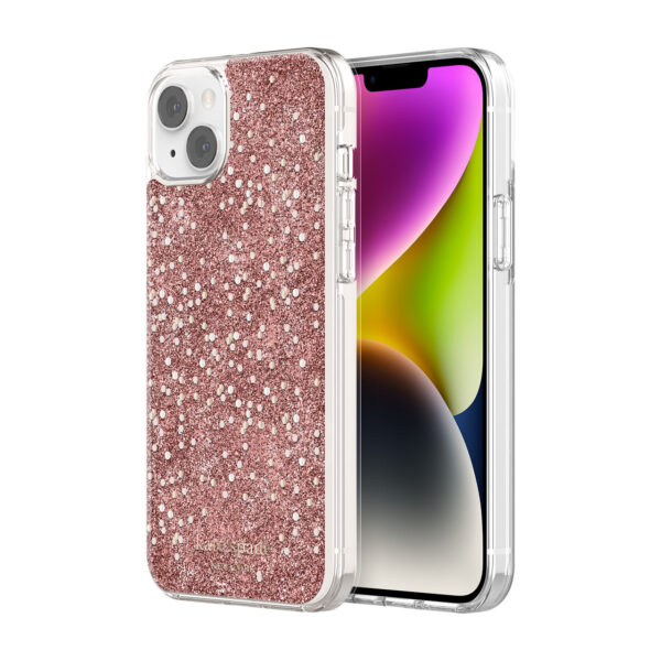 Kate Spade New York รุ่น Chunky Glitter Protective - เคส iPhone 14 Plus - สี Chunky Glitter Rose Gold